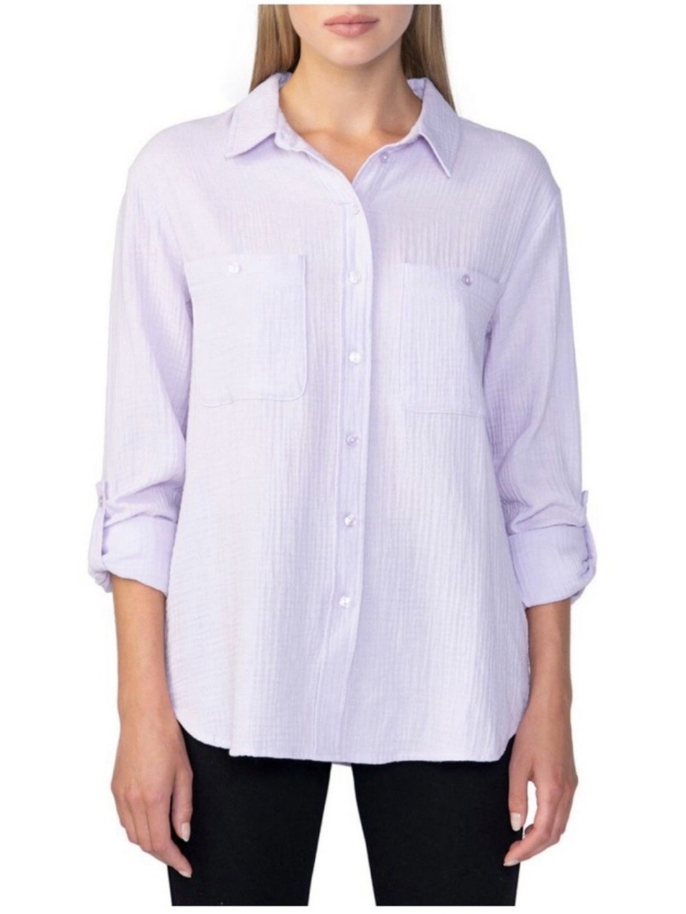 Social Standard Sanctuary Lavender Purple Gauze Button Down Shirt Minimalist XXL